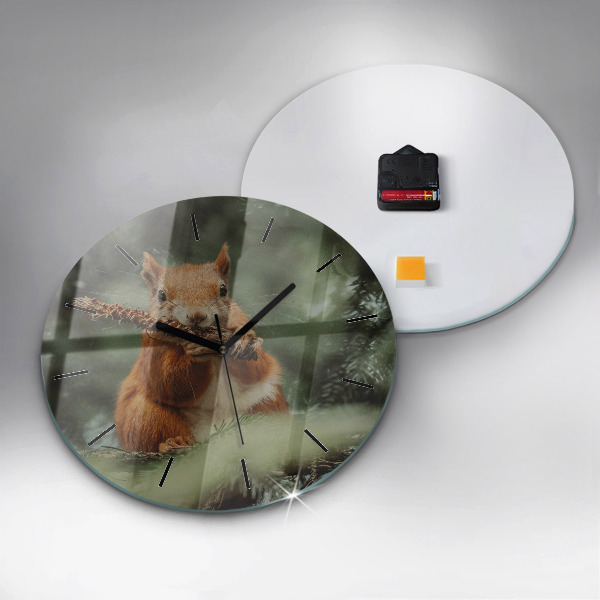 Orologio rotondo in vetro Scoiattolo e natura selvaggia