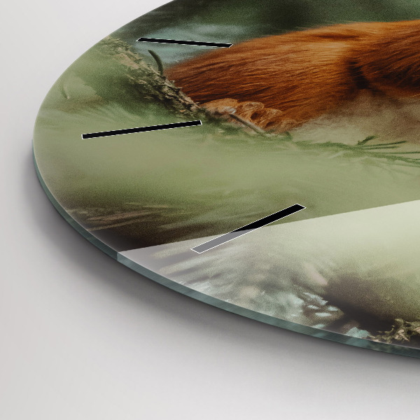 Orologio rotondo in vetro Scoiattolo e natura selvaggia
