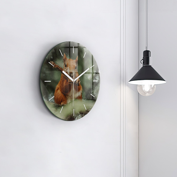 Orologio rotondo in vetro Scoiattolo e natura selvaggia
