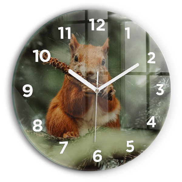 Orologio rotondo in vetro Scoiattolo e natura selvaggia