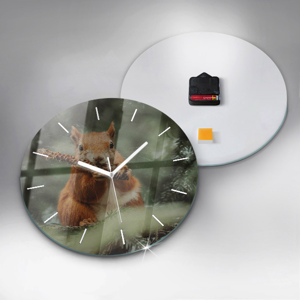 Orologio rotondo in vetro Scoiattolo e natura selvaggia