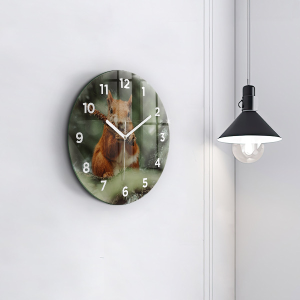 Orologio rotondo in vetro Scoiattolo e natura selvaggia