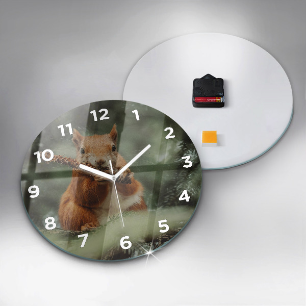 Orologio rotondo in vetro Scoiattolo e natura selvaggia