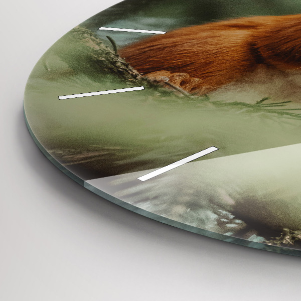 Orologio rotondo in vetro Scoiattolo e natura selvaggia