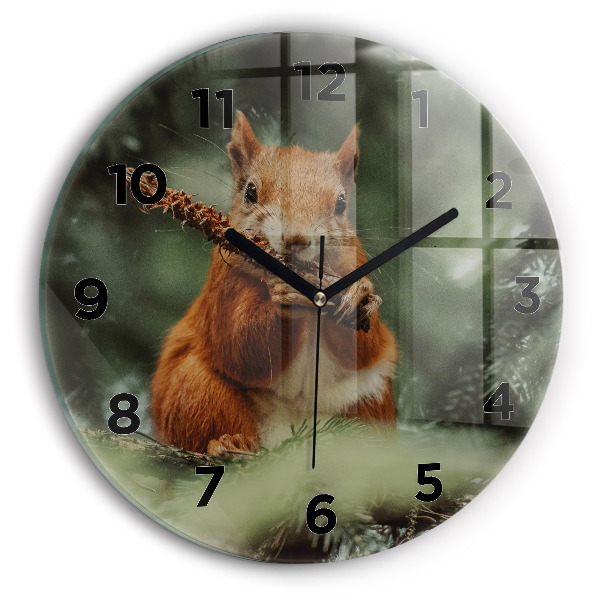 Orologio rotondo in vetro Scoiattolo e natura selvaggia