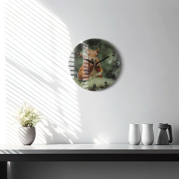 Orologio rotondo in vetro Scoiattolo e natura selvaggia