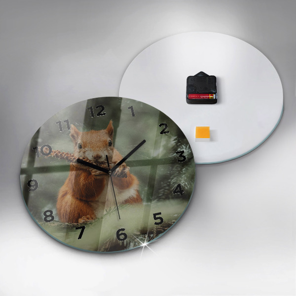 Orologio rotondo in vetro Scoiattolo e natura selvaggia