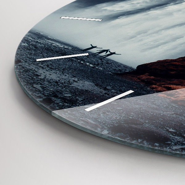 Orologio rotondo in vetro Paesaggio della cascata Islanda