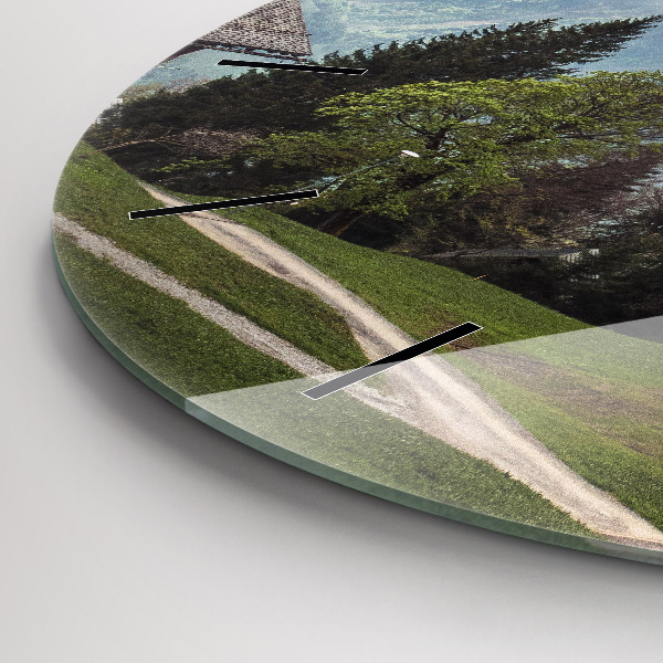 Orologio rotondo in vetro Vista sulle montagne