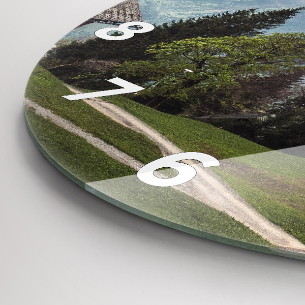 Orologio rotondo in vetro Vista sulle montagne