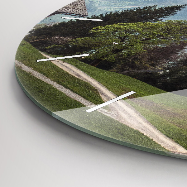 Orologio rotondo in vetro Vista sulle montagne