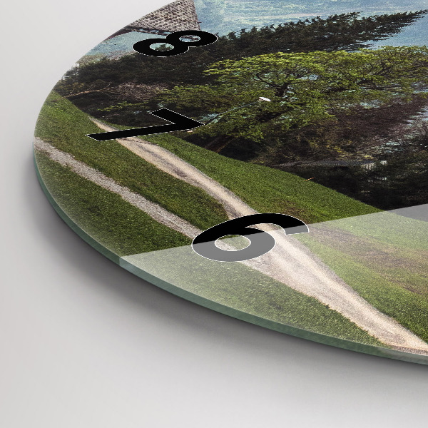 Orologio rotondo in vetro Vista sulle montagne