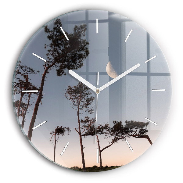 Orologio rotondo in vetro Mezzaluna e alberi