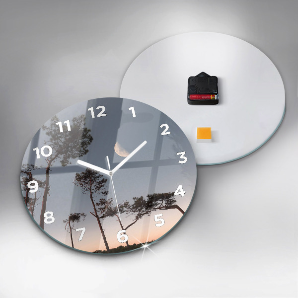 Orologio rotondo in vetro Mezzaluna e alberi