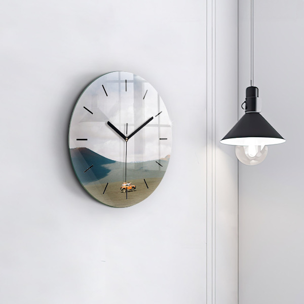 Orologio rotondo in vetro Veicolo nel deserto della Kamchatka