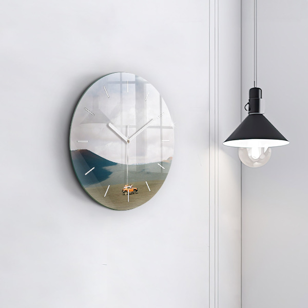 Orologio rotondo in vetro Veicolo nel deserto della Kamchatka