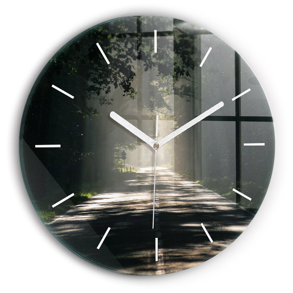 Orologio rotondo in vetro Strada forestale
