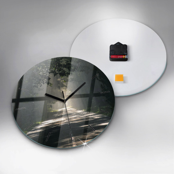 Orologio rotondo in vetro Strada forestale