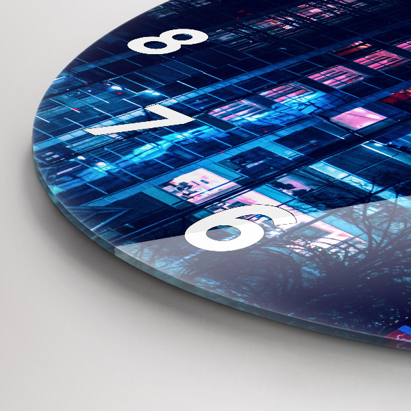 Orologio rotondo in vetro Varsavia di notte