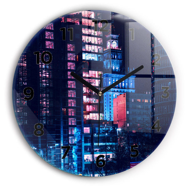 Orologio rotondo in vetro Varsavia di notte