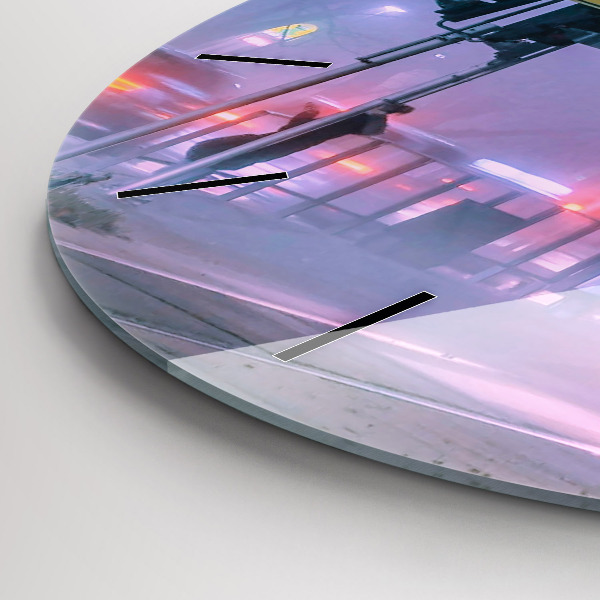 Orologio rotondo Varsavia nella nebbia