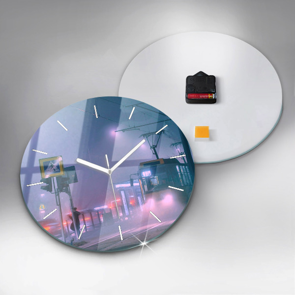 Orologio rotondo Varsavia nella nebbia