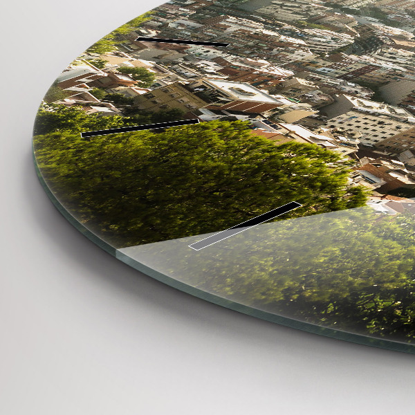 Orologio rotondo in vetro Barcellona vista Montjuic