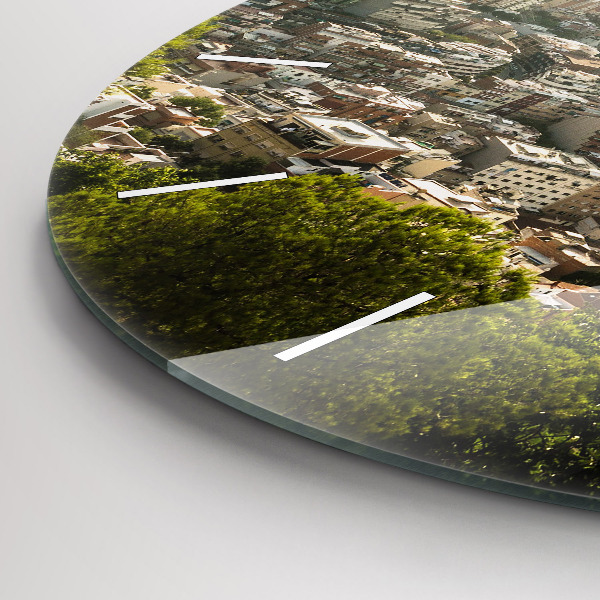 Orologio rotondo in vetro Barcellona vista Montjuic