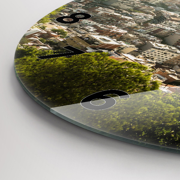 Orologio rotondo in vetro Barcellona vista Montjuic