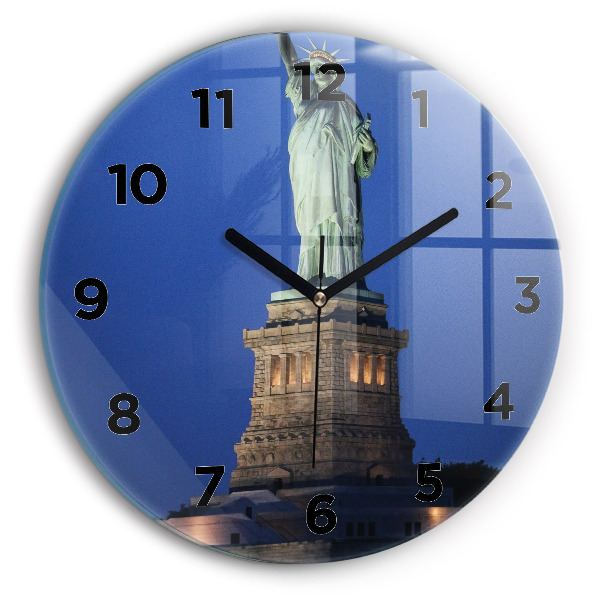 Orologio rotondo in vetro Statua della Libertà New York