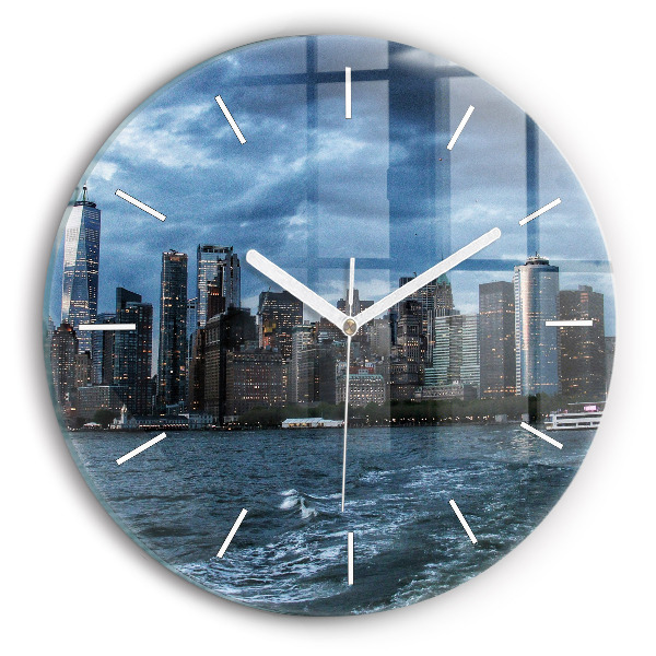 Orologio rotondo in vetro Panorama di New York