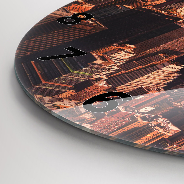 Orologio rotondo in vetro Panorama della città ovest