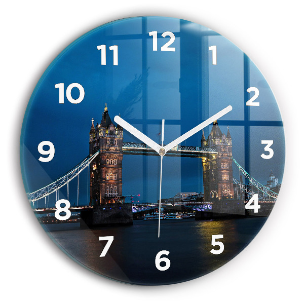 Orologio rotondo in vetro Tower Bridge Londra di notte