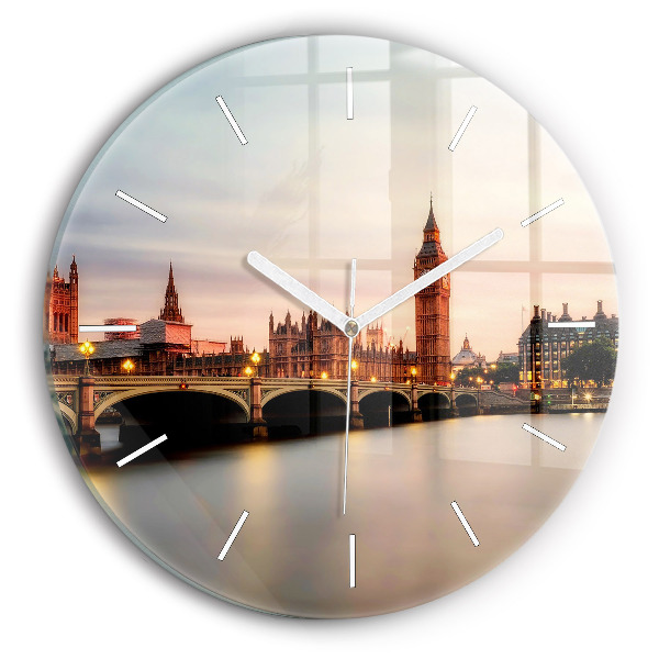 Orologio rotondo in vetro Panorama del Big Ben di Londra