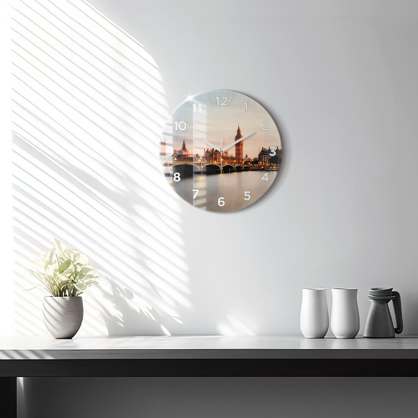 Orologio rotondo in vetro Panorama del Big Ben di Londra