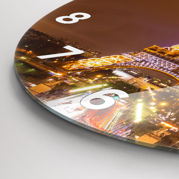 Orologio rotondo in vetro Torre Eiffel illuminata