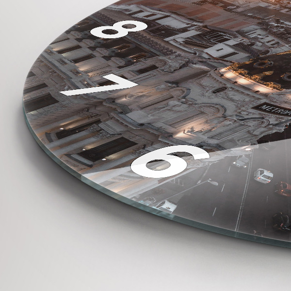 Orologio rotondo in vetro Città al tramonto