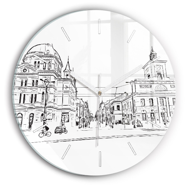 Orologio rotondo in vetro Illustrazione della città di Poznań