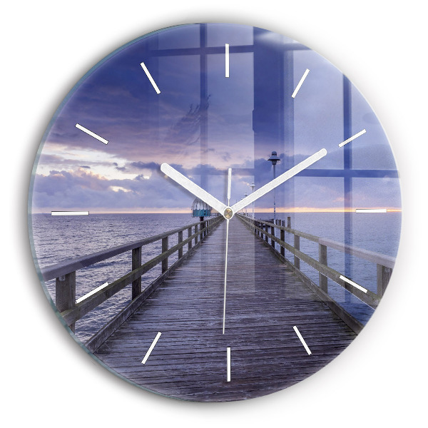 Orologio rotondo in vetro Molo sul Mar Baltico
