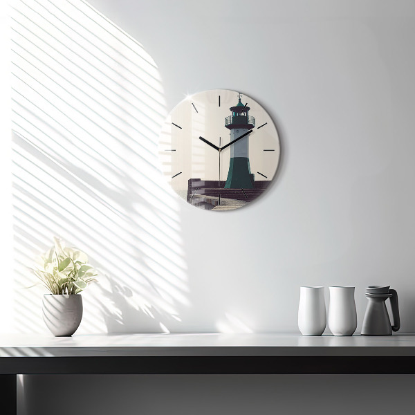 Orologio rotondo in vetro Il faro e il mare
