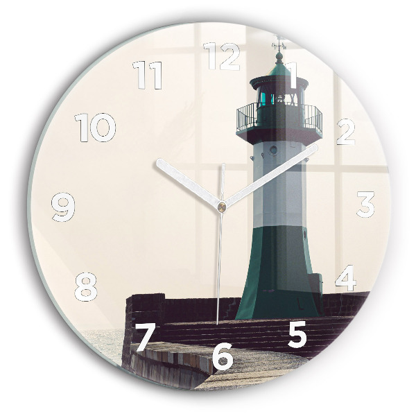 Orologio rotondo in vetro Il faro e il mare