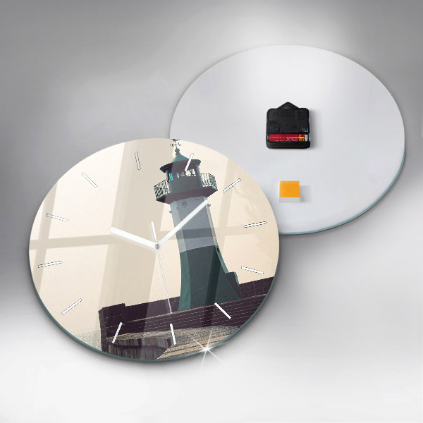 Orologio rotondo in vetro Il faro e il mare