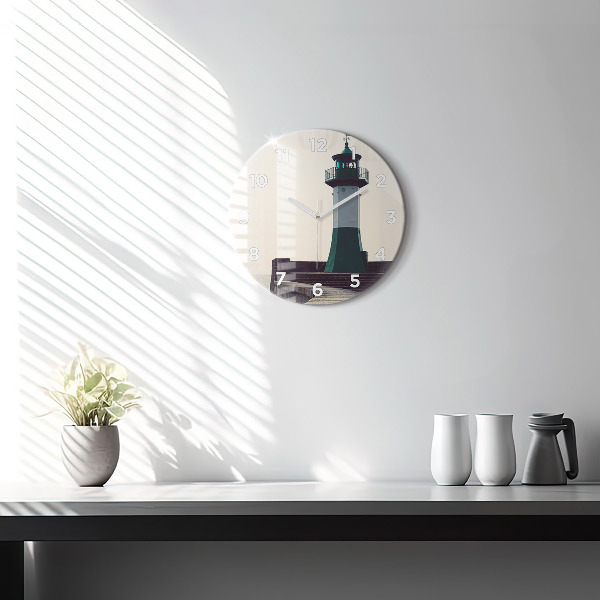 Orologio rotondo in vetro Il faro e il mare