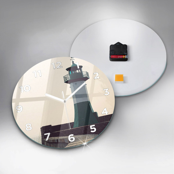 Orologio rotondo in vetro Il faro e il mare