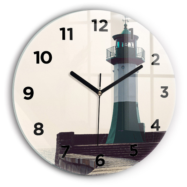 Orologio rotondo in vetro Il faro e il mare