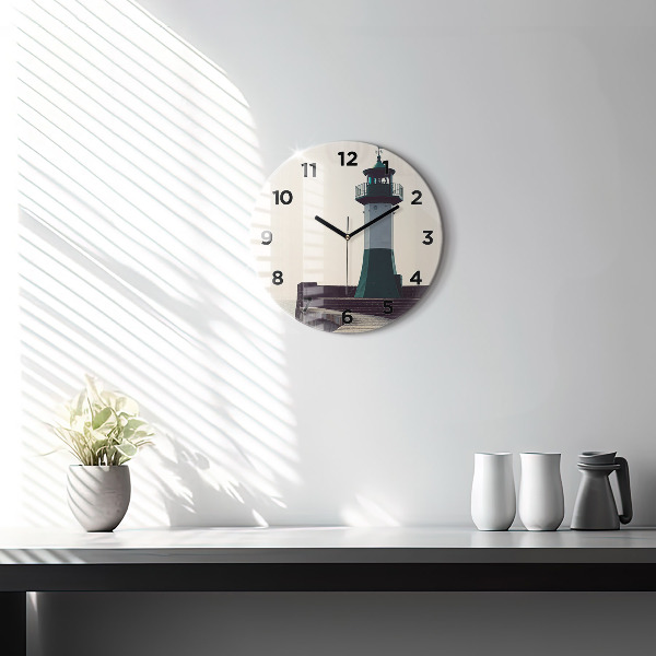 Orologio rotondo in vetro Il faro e il mare