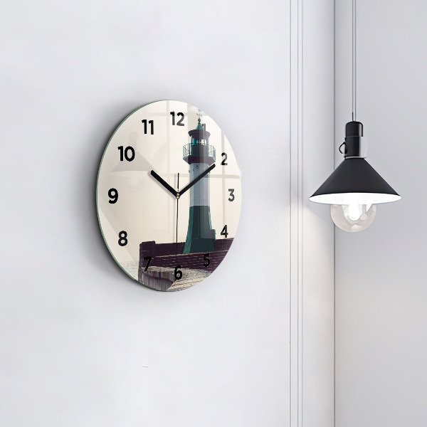 Orologio rotondo in vetro Il faro e il mare