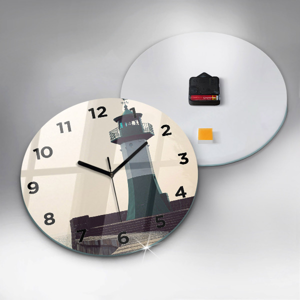 Orologio rotondo in vetro Il faro e il mare
