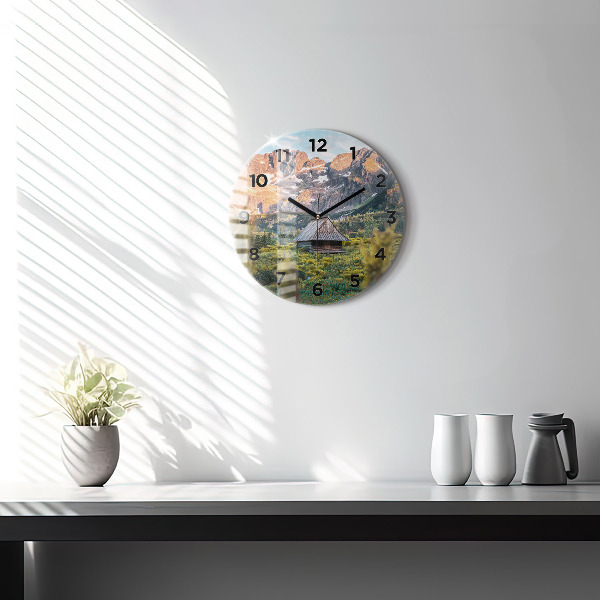 Orologio rotondo in vetro Cottage nei Monti Tatra