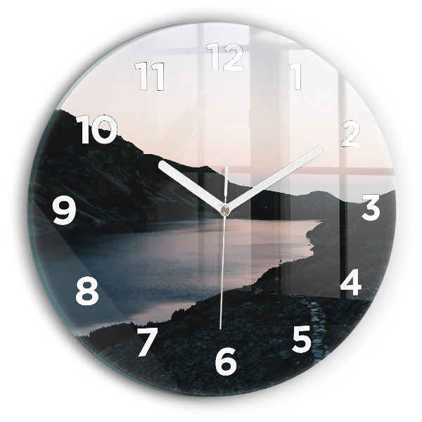 Orologio rotondo in vetro Lago e montagne